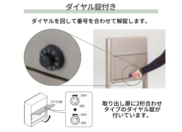 エクスポストフラット横型ポスト後出し ダイヤル錠