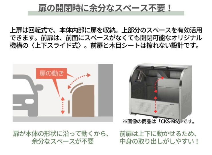 ダイケン ゴミ収集庫 クリーンストッカーCKS-MS2 ステンレスタイプ 扉の開閉にスペース不要