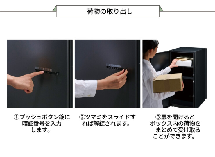 パナソニック ポスト一体型宅配ボックス 埋め込み設置 荷物の取り出し