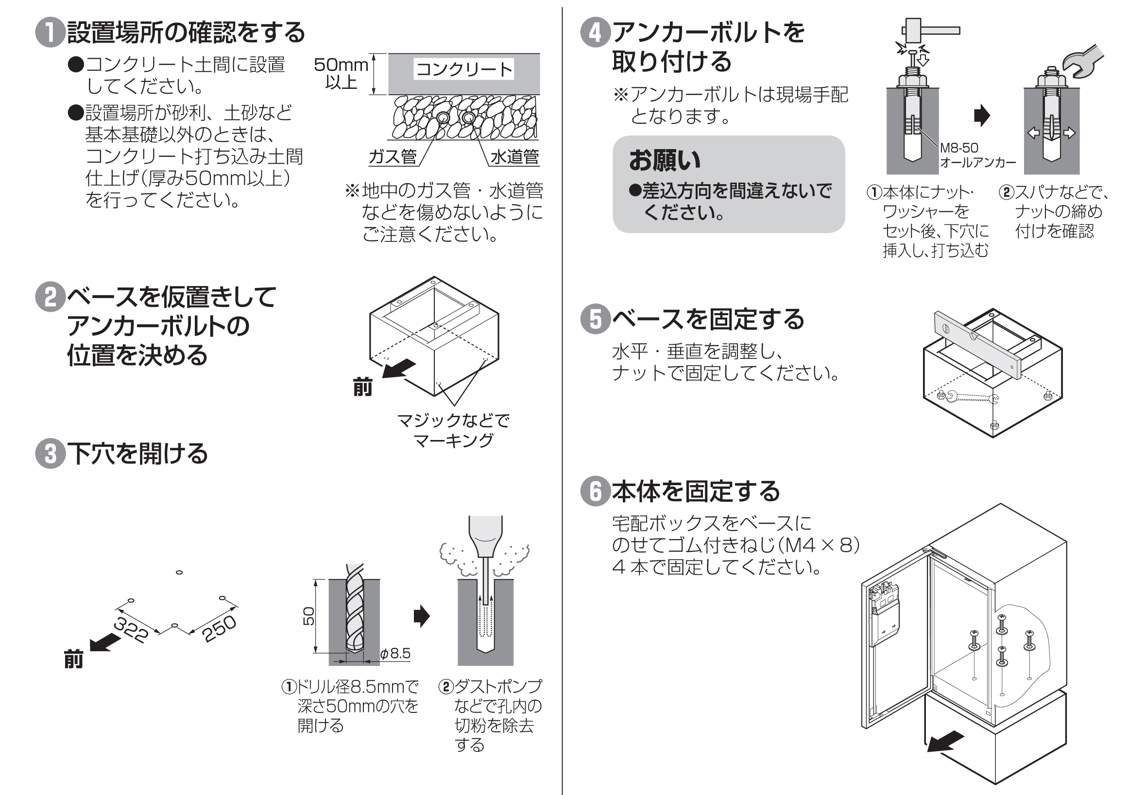 パナソニック ポスト一体型宅配ボックス 据え置き設置 施工方法