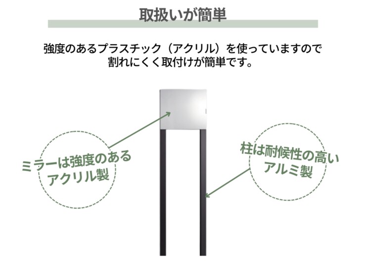 コミー FFミラー 自立埋込タイプ 取り扱い簡単