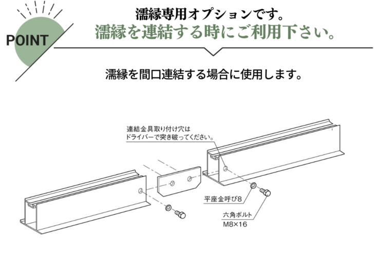 三協アルミ 濡縁専用オプション 連結セット（木粉入り樹脂タイプ・アルミタイプ用）特徴