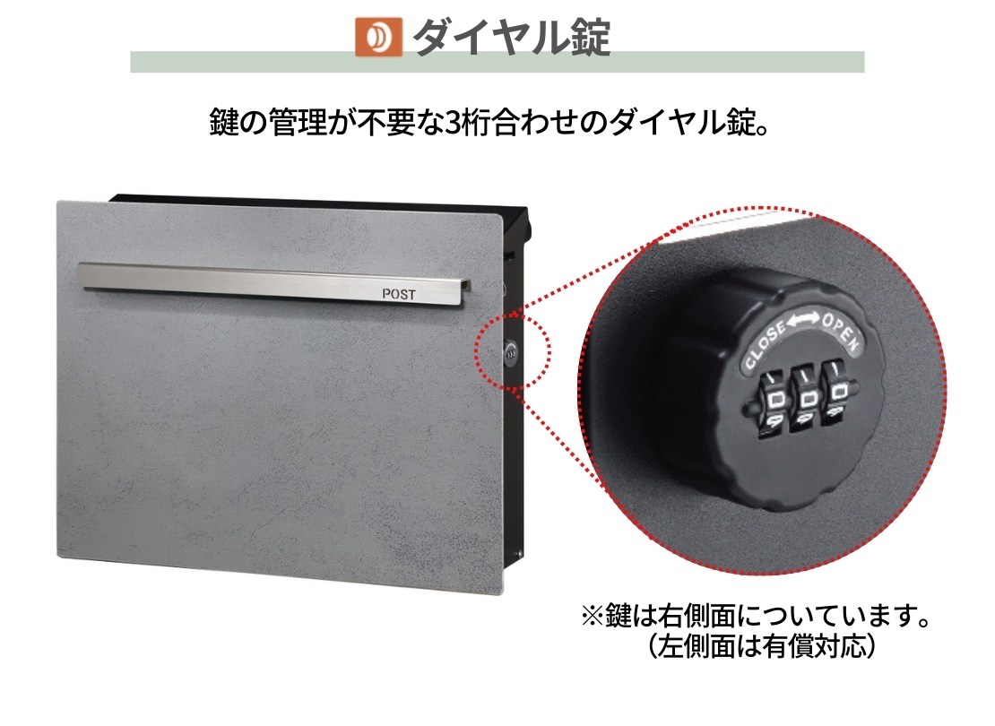 オンリーワンクラブ 壁掛けポスト ノイエキューブ ラミナム（壁掛け仕様）ダイヤル錠タイプ