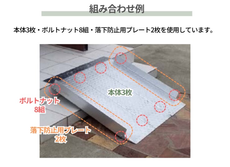 法山本店 縞鋼板製段差解消スロープ 連結タイプ HSP-R-300Wシリーズ 組み合わせ例