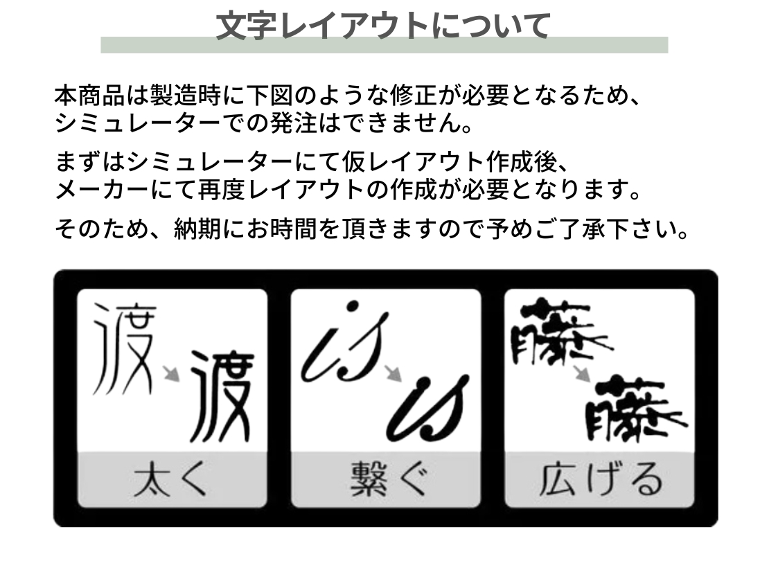 美濃クラフト 文字レイアウトについて