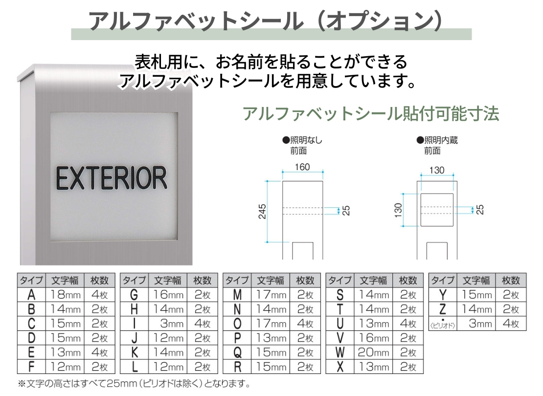 三協アルミ 機能ポール モデアⅡアルファベットシール