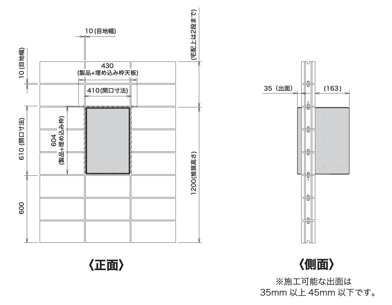 ナスタ ナスタボックス プラスポスト サイズM 壁埋込タイプ