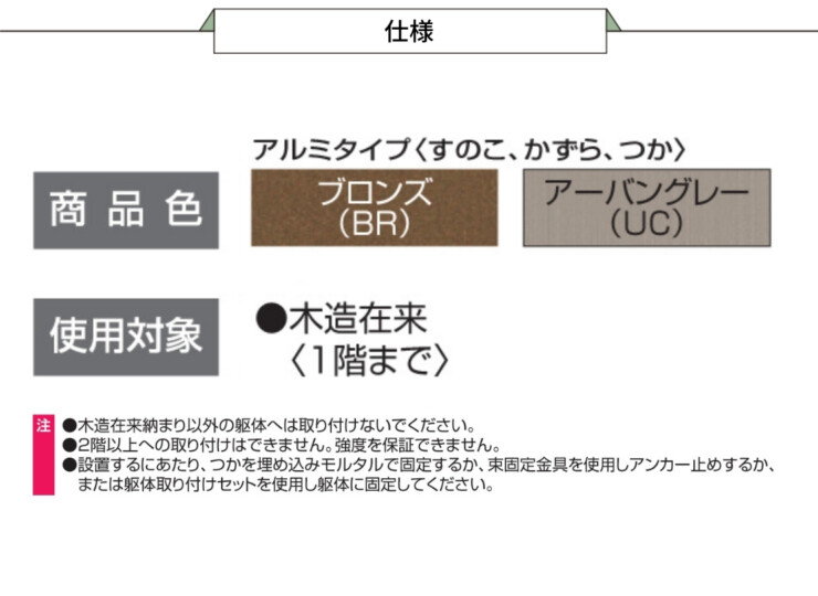 三協アルミ 濡縁 アルミタイプ 仕様