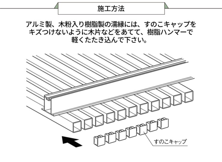 三協アルミ 濡縁専用オプション すのこキャップセット 施工方法