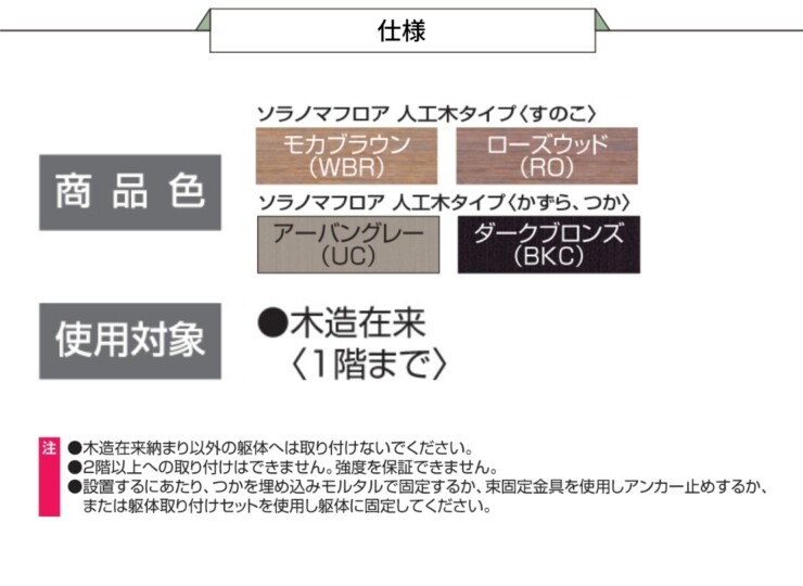 三協アルミ 濡縁 ソラノマフロア 人工木タイプ 仕様