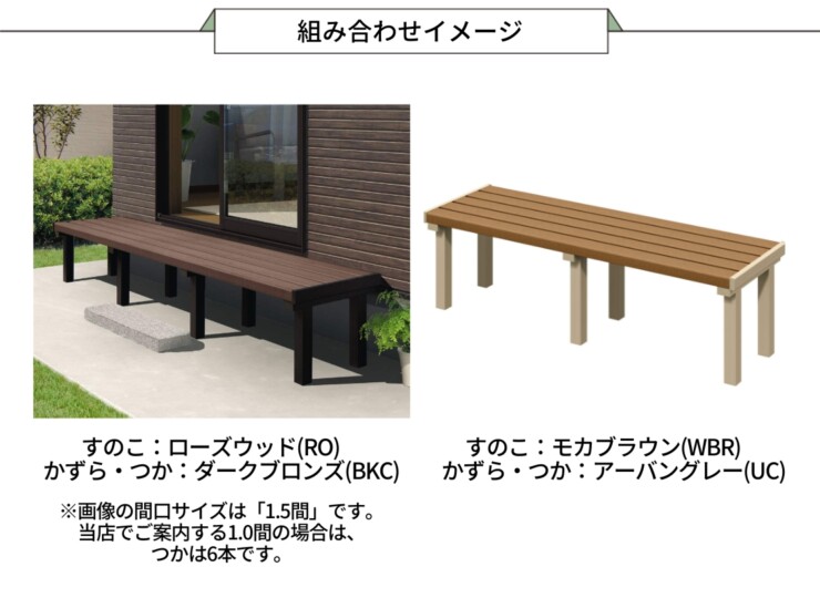 三協アルミ 濡縁 ソラノマフロア 人工木タイプ 組み合わせイメージ