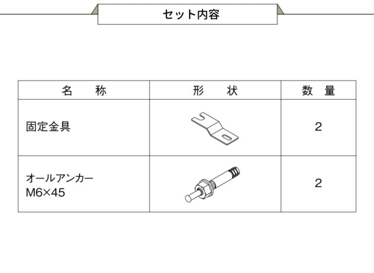 三協アルミ マルチストッカー専用オプション 固定用部品セット サイズ