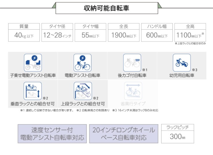 ダイケン 自転車ラック アルミ製スライド式ラック SR-AFW 収納可能自転車