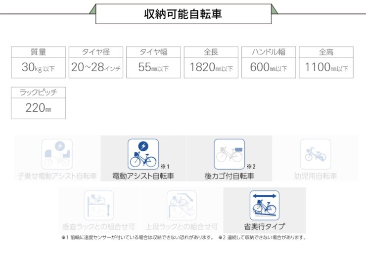 ダイケン 自転車ラック スライド式ラック SR-K 収納可能自転車