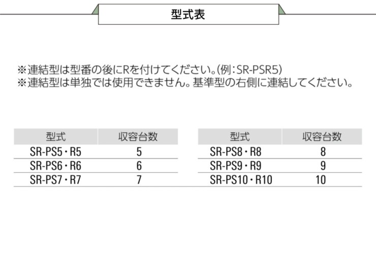 ダイケン 自転車ラック スライド式ラック（フットペダル式）型式表