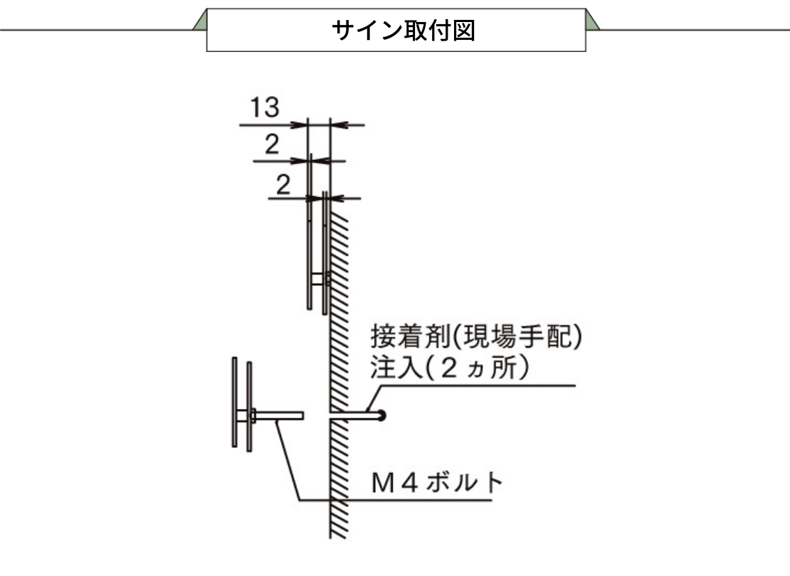 LIXIL 切り文字サインB（小サイズ）サイン取付図