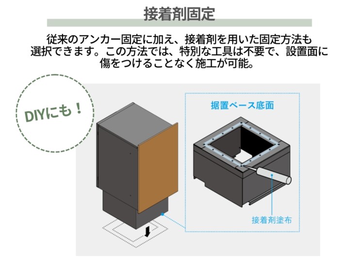 LIXIL 宅配ボックスKN 据置仕様 接着剤での設置が可能